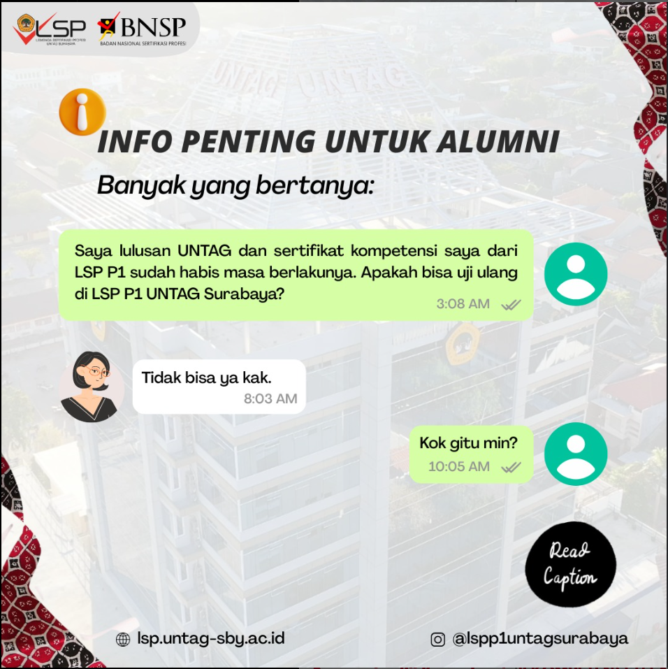 Masa Berlaku Sertifikati LSP P1 Untag Surabaya