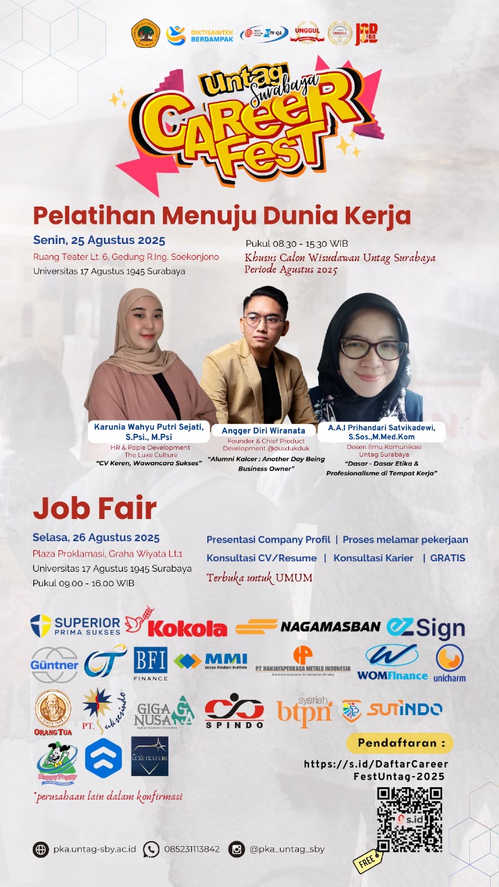 Untag Surabaya Career Fest 2025: Pelatihan & Job Fair Menuju Dunia Kerja