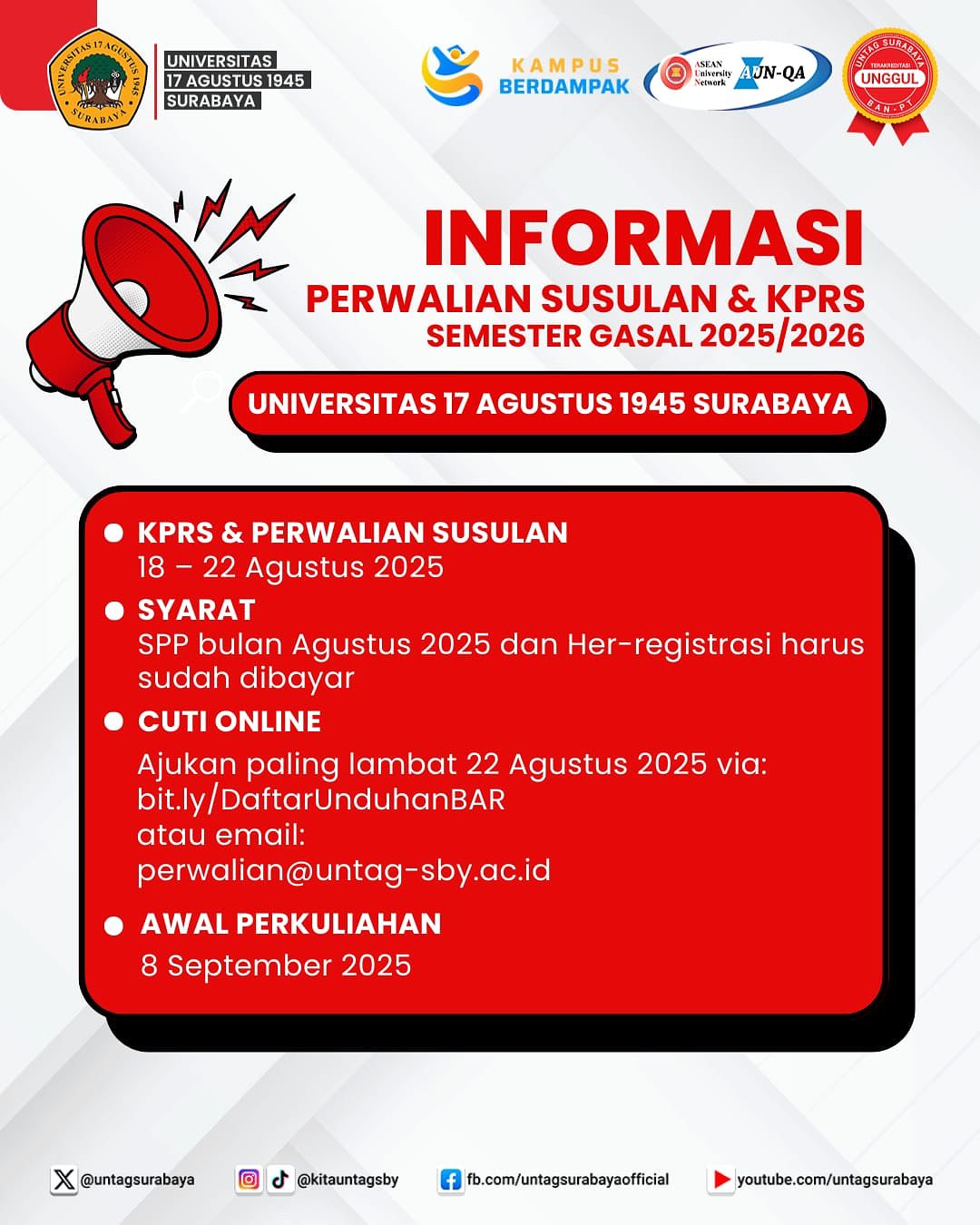 Perwalian Susulan & KPRS Semester Gasal 2025/2026