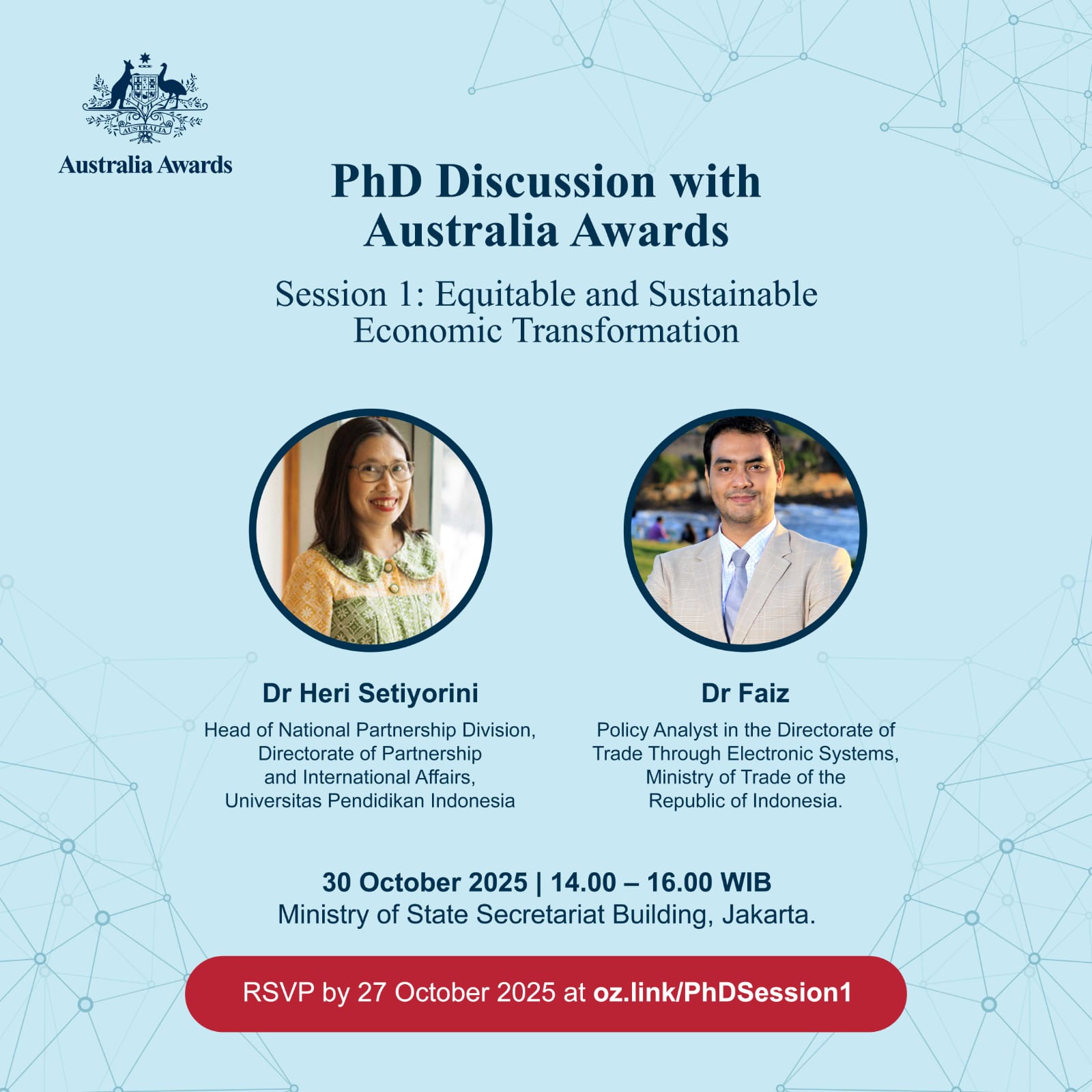 Sesi Diskusi PhD Bersama Australia Awards: Transformasi Ekonomi yang Adil & Berkelanjutan