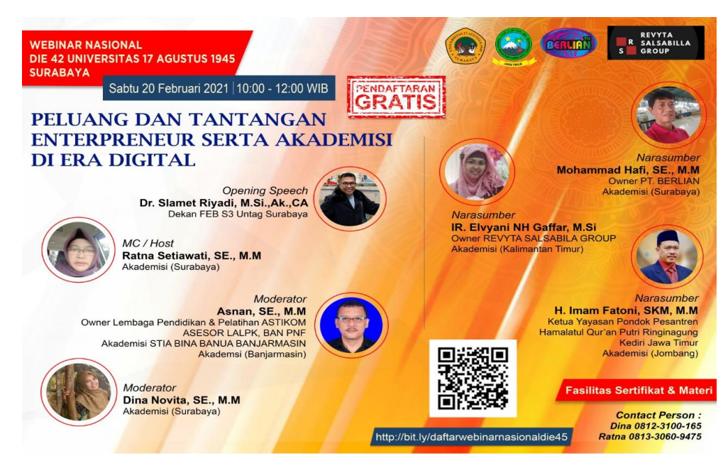 WEBINAR NASIONAL DIE 42 UNIVERSITAS 17 AGUSTUS 1945 SURABAYA
