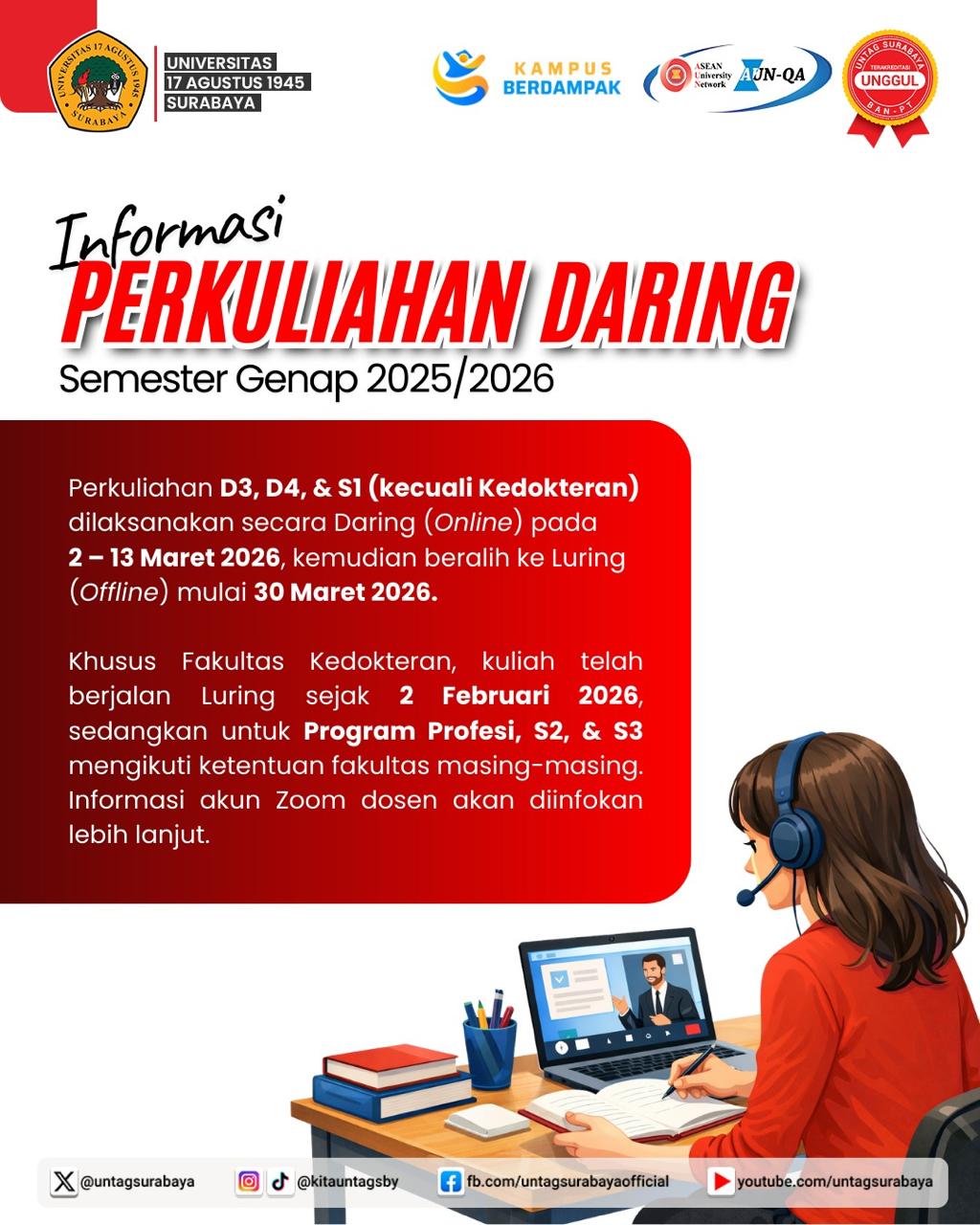 Informasi Perkuliahan Daring Semester Genap 2026
