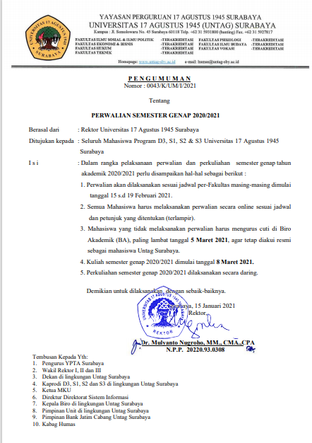 PERWALIAN SEMESTER GENAP 2020-2021