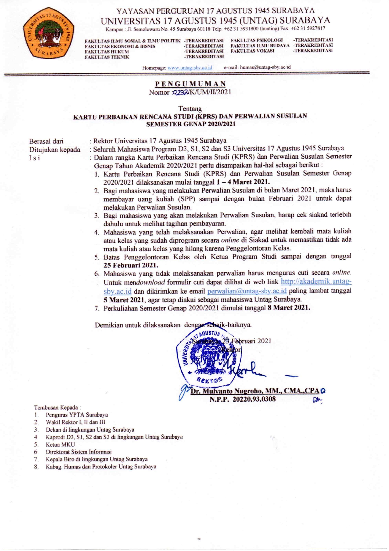 KPRS DAN PERWALIAN SUSULAN SEMESTER GENAP 2020/2021