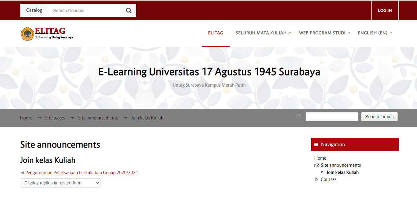 PANDUAN PERKULIAHAN MELALUI ELITAG