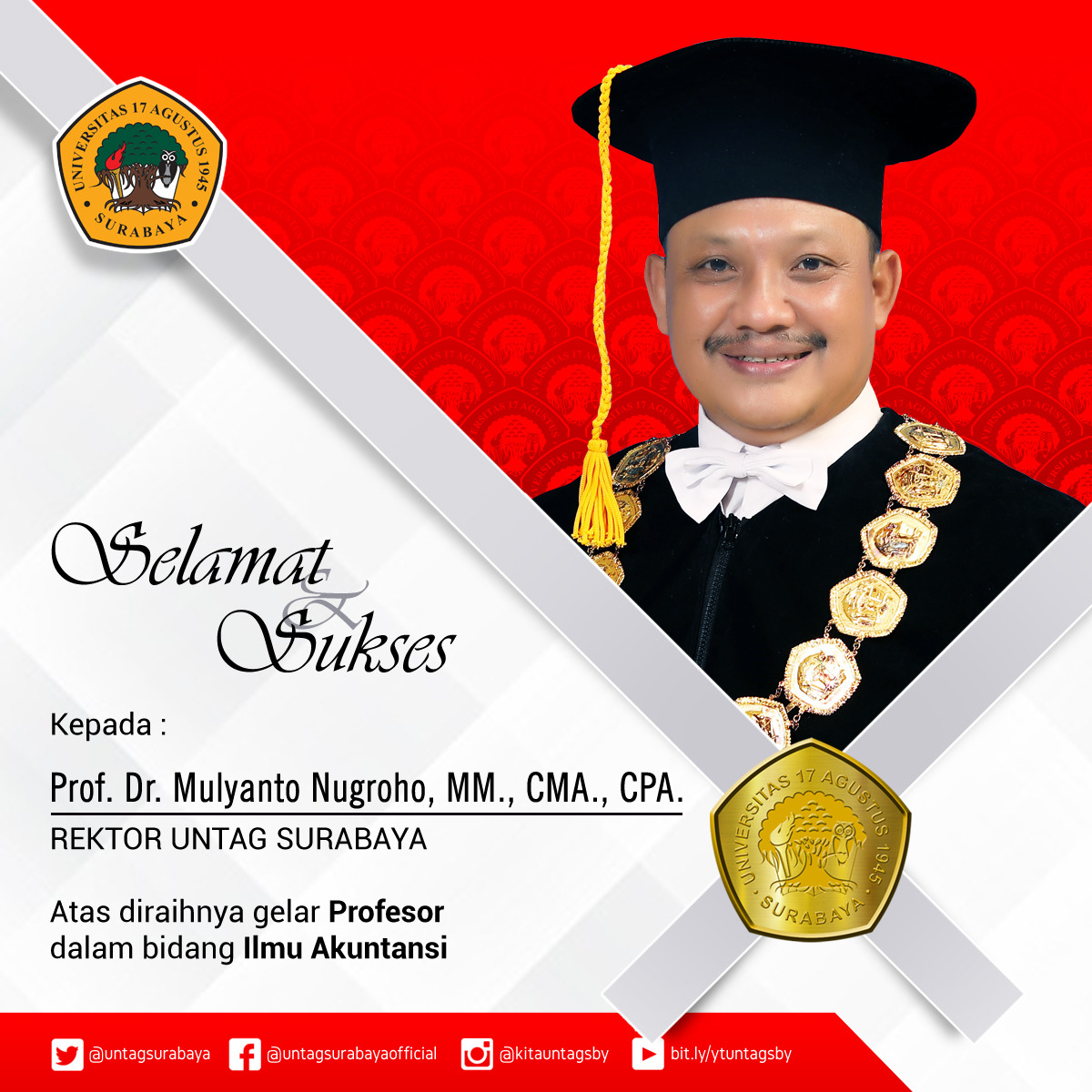 Ucapan Selamat Guru Besar Prof.Dr.Mulyanto Nugroho, MM.,CMA.,CPA.