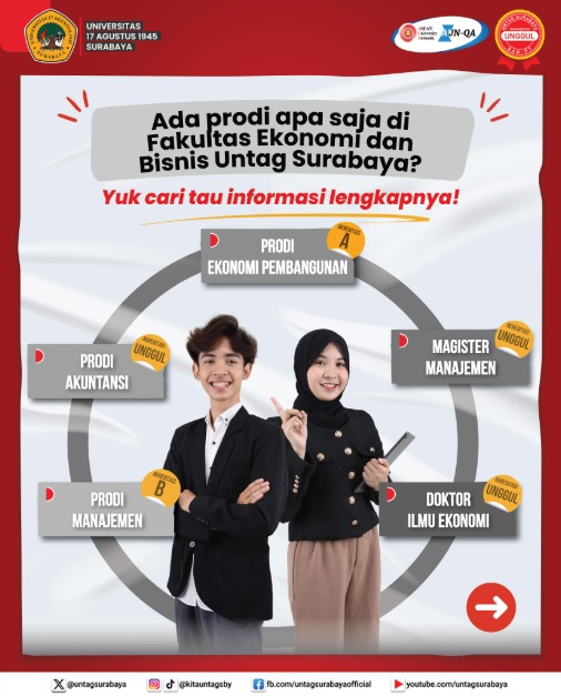 ???? Program Studi di Fakultas Ekonomi dan Bisnis UNTAG Surabaya Yuk kenali lebih dekat pilihan program studi yang tersedia!