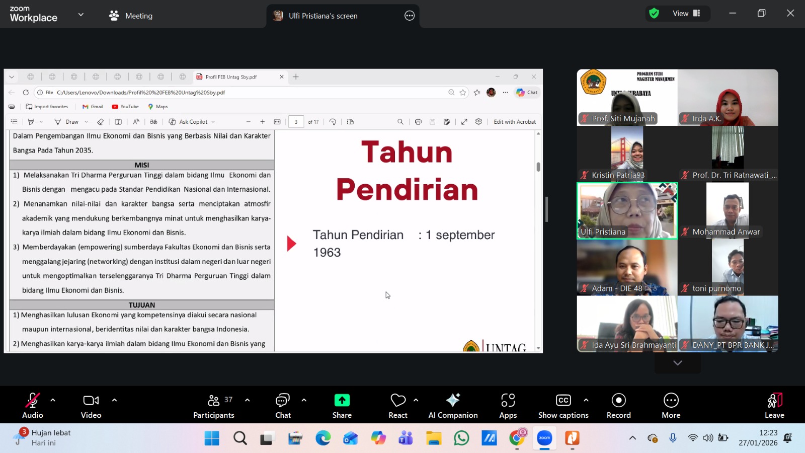 Kolaborasi Mahasiswa S3 Doktor Ilmu Ekonomi: Direktur Operasional BPR Jombang, Perkuat Sinergi FEB Untag Surabaya