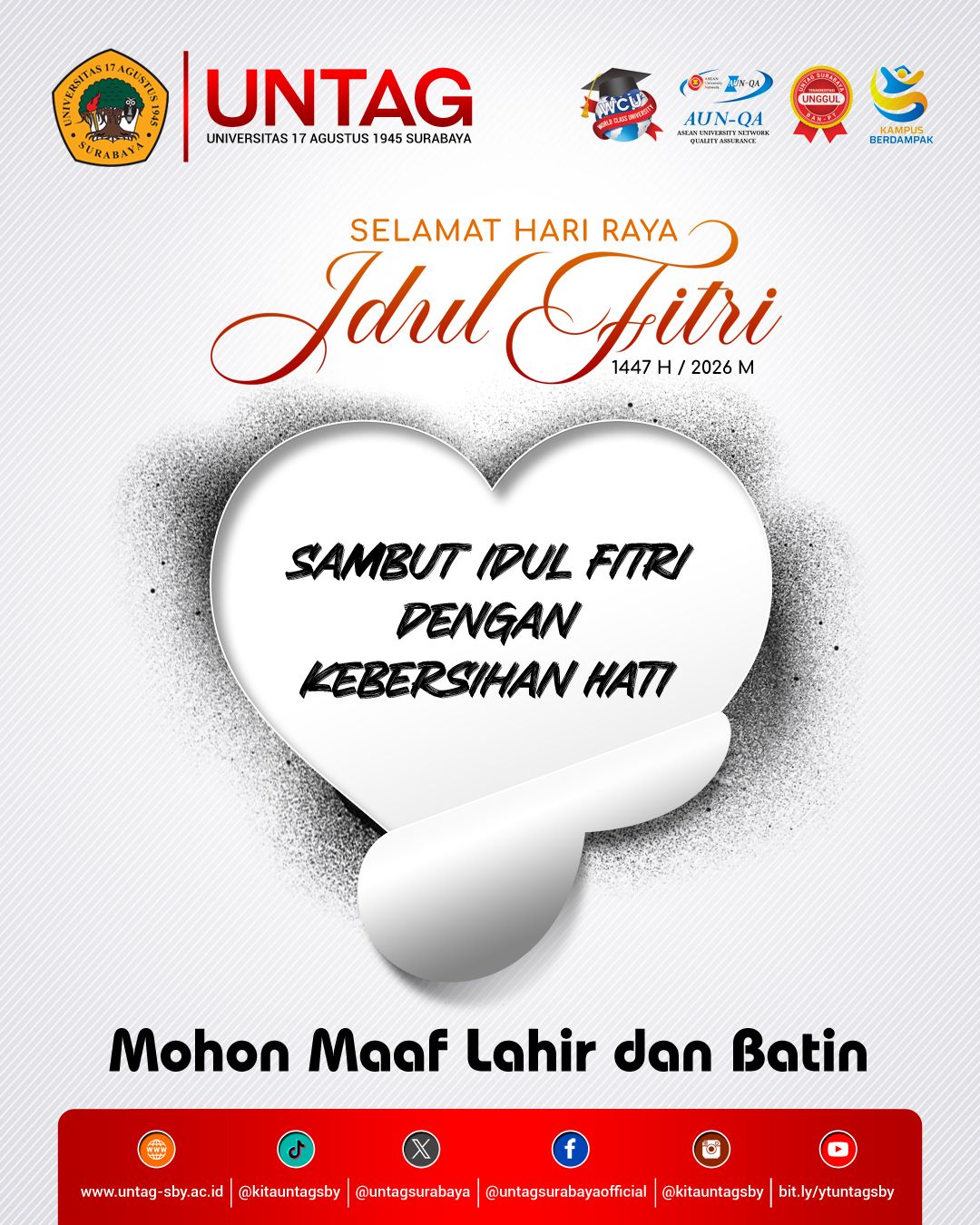 Untag Surabaya mengucapkan Selamat Idulfitri 1447 H